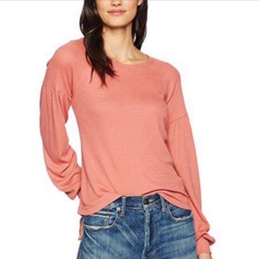 Santuary Josephine Waffle Knit Coral Colored Top Size Small